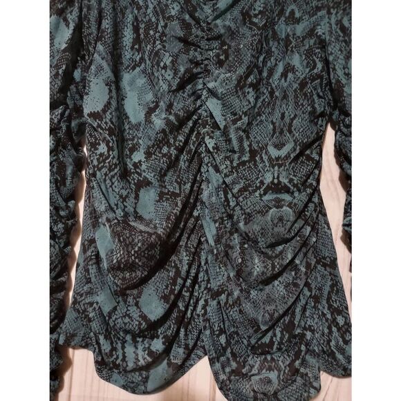 INC Shirt Ladies Medium Turquoise Black Snake‎ Skin Print - Picture 2 of 7